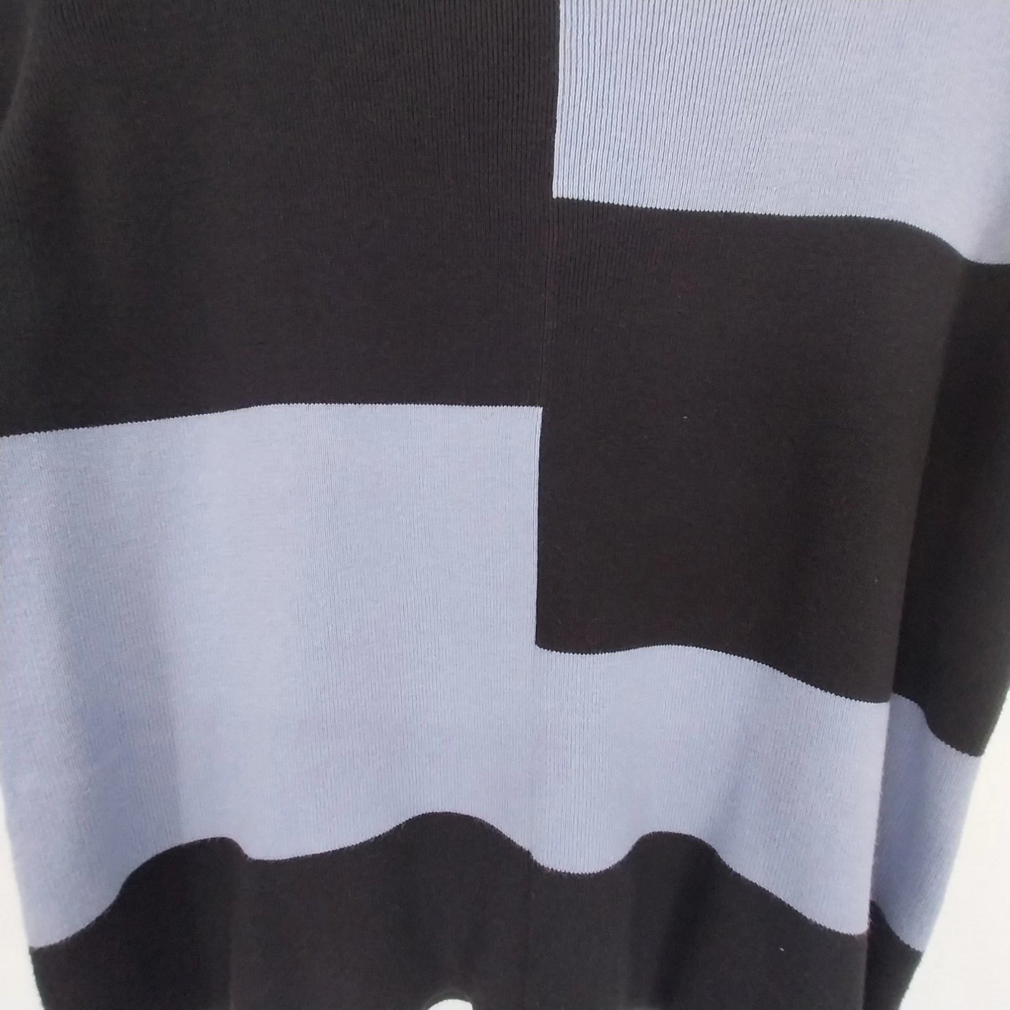 Designers Originals Color Block Top Women XL Black Blue Short Sleeve Cotton