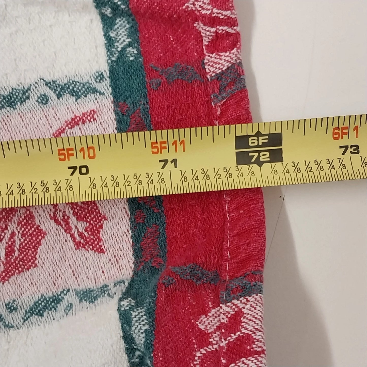Christmas Woven Checkerboard Tablecloth Santa Snowman Red Green 52" x 72"