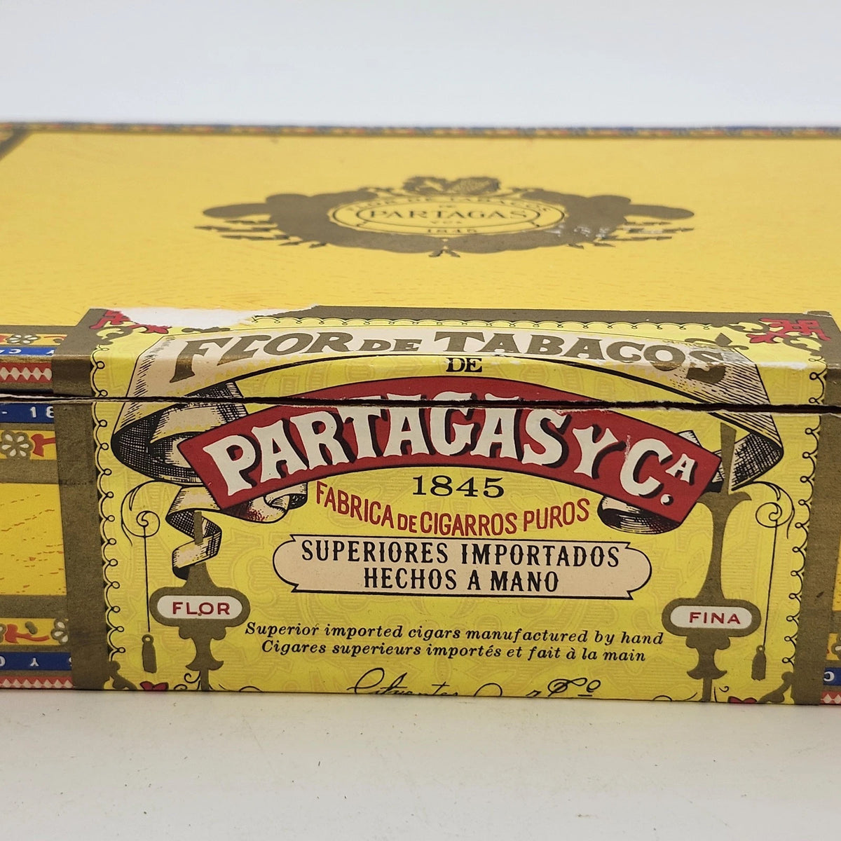 Partagas Flor de Tabacos 1845 Sabrosos 20 Empty Wooden Cigar Box Vintage