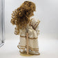Porcelain Victorian Lady Doll Auburn Curls Cream Gold Dress 16" Vintage Taiwan