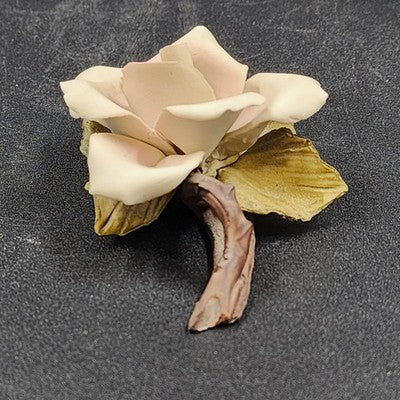 Napoleon Capodimonte Porcelain Rose Blush Pink Flower Figurine Italy Collectible