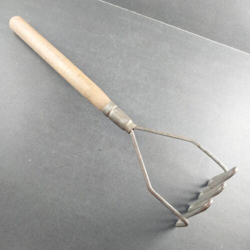 X-Large Potato Masher Vintage Wood Handle Metal Kitchen Veggie Smasher