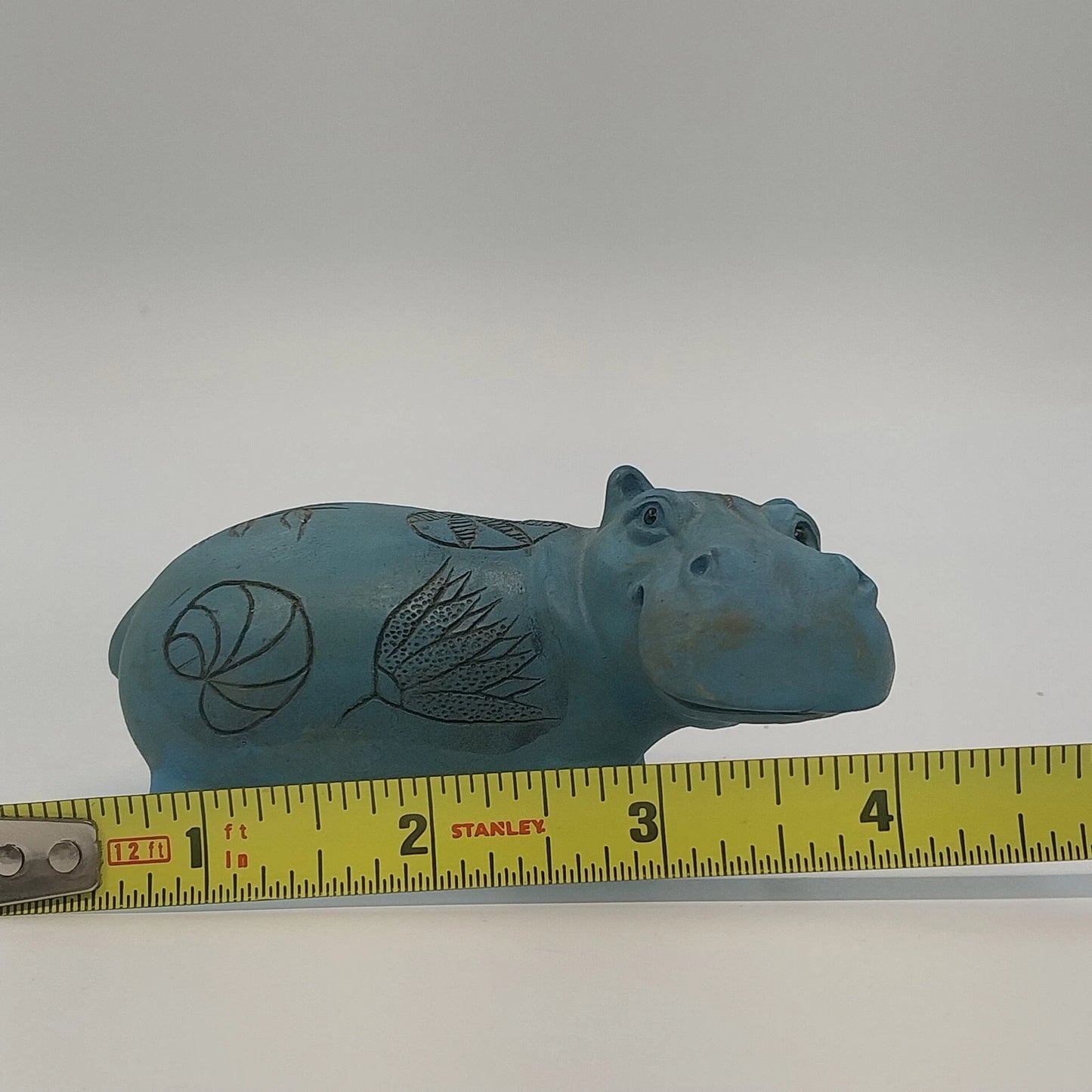Berlin Design Blue Hippopotamus Pottery Figurine Egyptian Art William Hippo 4"