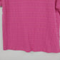 Basic Editions Women's Textured Knit V-Neck Top Pink Short Sleeve Size M