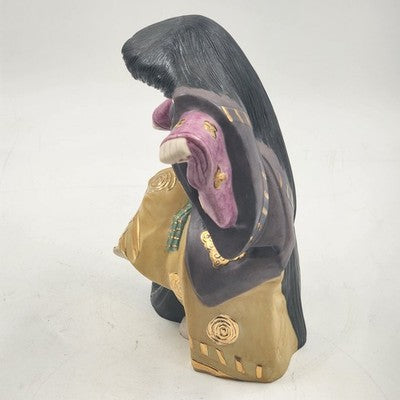 Japanese Traditional Theater Dance Kabuki Figure 9.5"Ceramic Fresolone Mold 1972