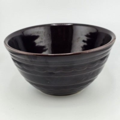 Marcrest Stoneware 1.5 Qt Mixing Bowl Daisy & Dot Pattern Brown Ovenproof USA