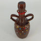 Japanese Brown Rickshaw Decanter Saki Shot Stopper Ceramic Hand Painted Barware