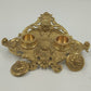 Ornate Double Inkwell Gilded Bronze Cherub Floral 9.75" Lacquered Iron