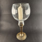 Clear Goblet Candle Holder 12 Inch Gold Stem Ribbed Glass