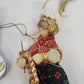 Christmas Ornaments Lot 4 Elf Knitting Lady Guitar Newfoundland Dog Mixed Media