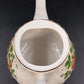 Strawberry Floral Leaves Ceramic Teapot with Ribbed Swirled Lid 6.5" Vtg Kitchen