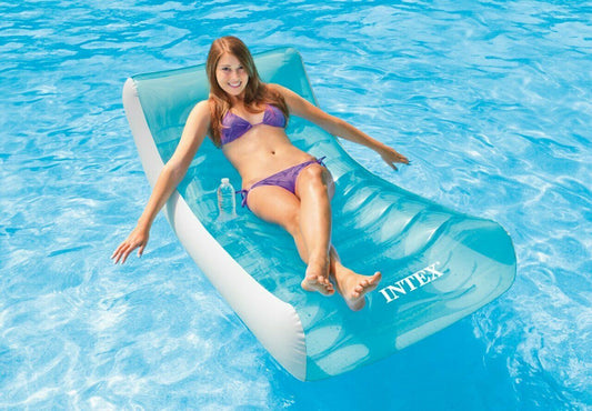 Intex Inflatable Rockin' Lounge Used Swimming Pool Raft Chair with Cupholder EUC