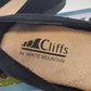 Cliffs White Mountain Hibiscus Flats Black Suede Ballet Shoes w Flower Women's 8