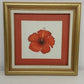 Square Gold Framed Fine Art Print Signed Red Hibiscus Spectacular Flower 19"x19"