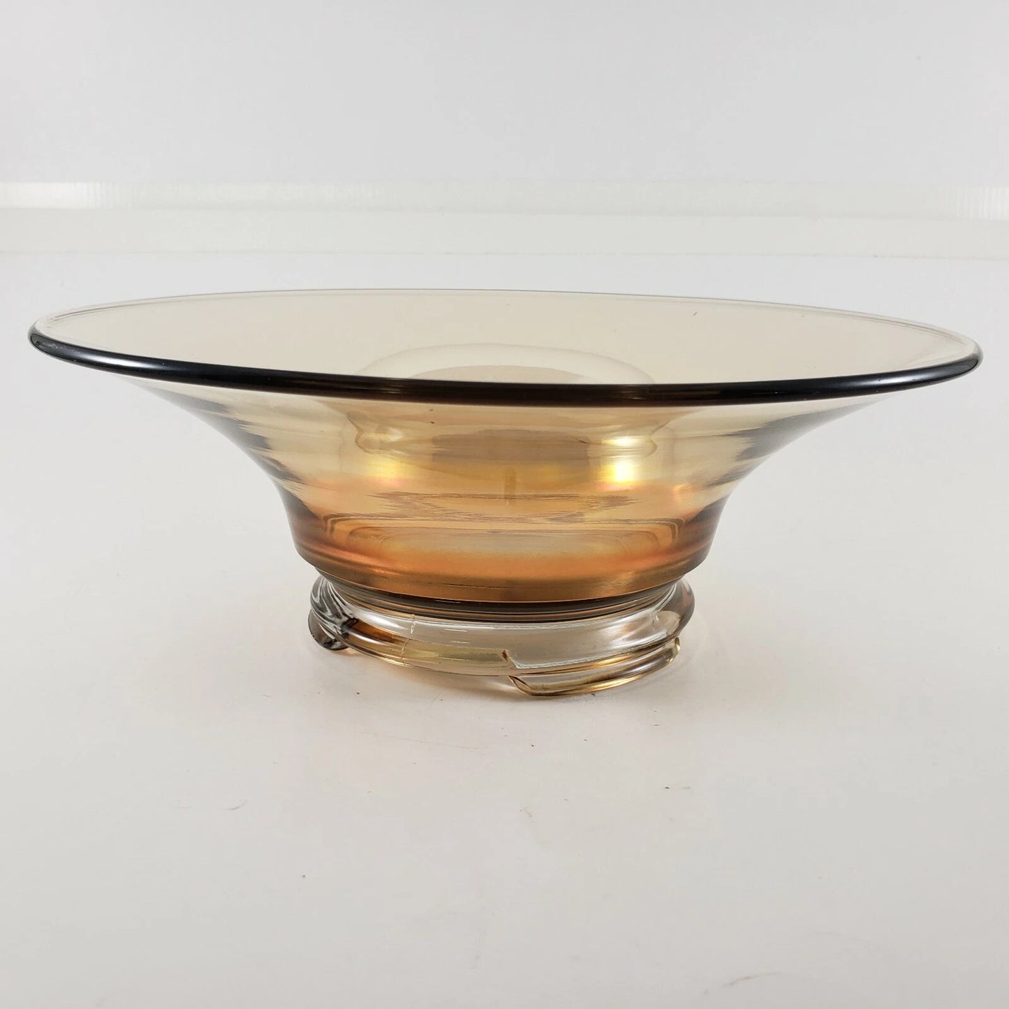 Marigold Footed Glass Serving Bowl 10" Elegant 3-Foot Base Amber Carnival MCM