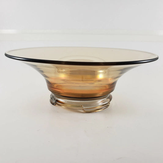 Marigold Footed Glass Serving Bowl 10" Elegant 3-Foot Base Amber Carnival MCM