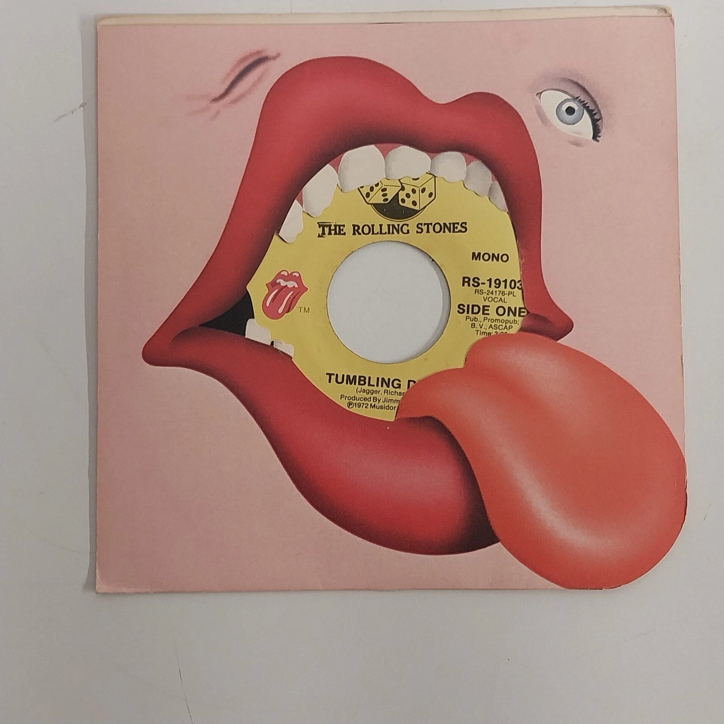 Rolling Stones Tumbling Dice 45 RPM Vinyl Original Lips Sleeve