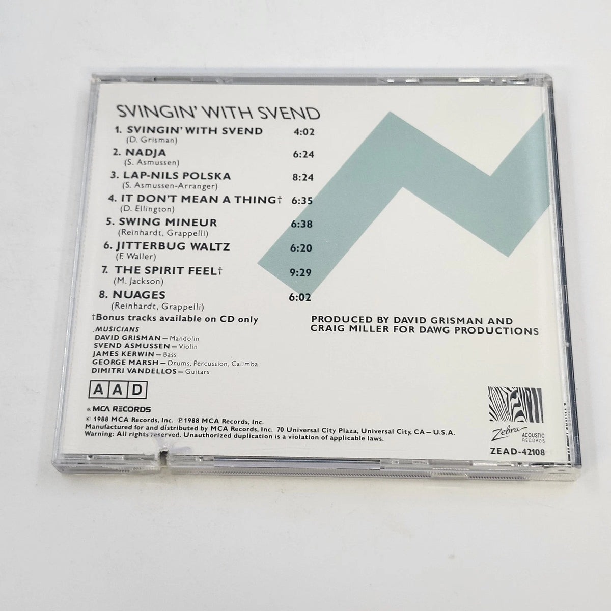 David Grisman Quintet Svingin' With Svend Asmussen CD ZEAD-42108 Gypsy Jazz 1988