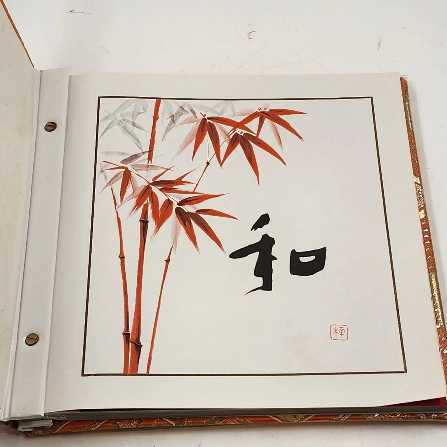 Japanese Nishijin-ori Fabric Photo Album Red Gold Silk Metallic Brocade NEW