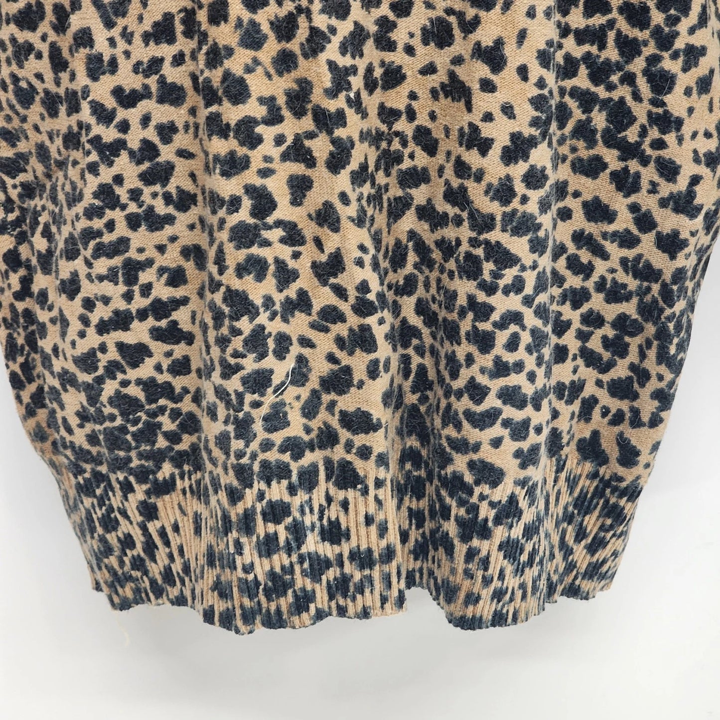 Nina Charles Women's Medium Leopard Print Wool Sweater Brown Animal Print Top
