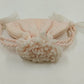 Cream Pink Textured Fabric Tulle Cosmetic Jewelry Drawstring Purse Pouch Bag