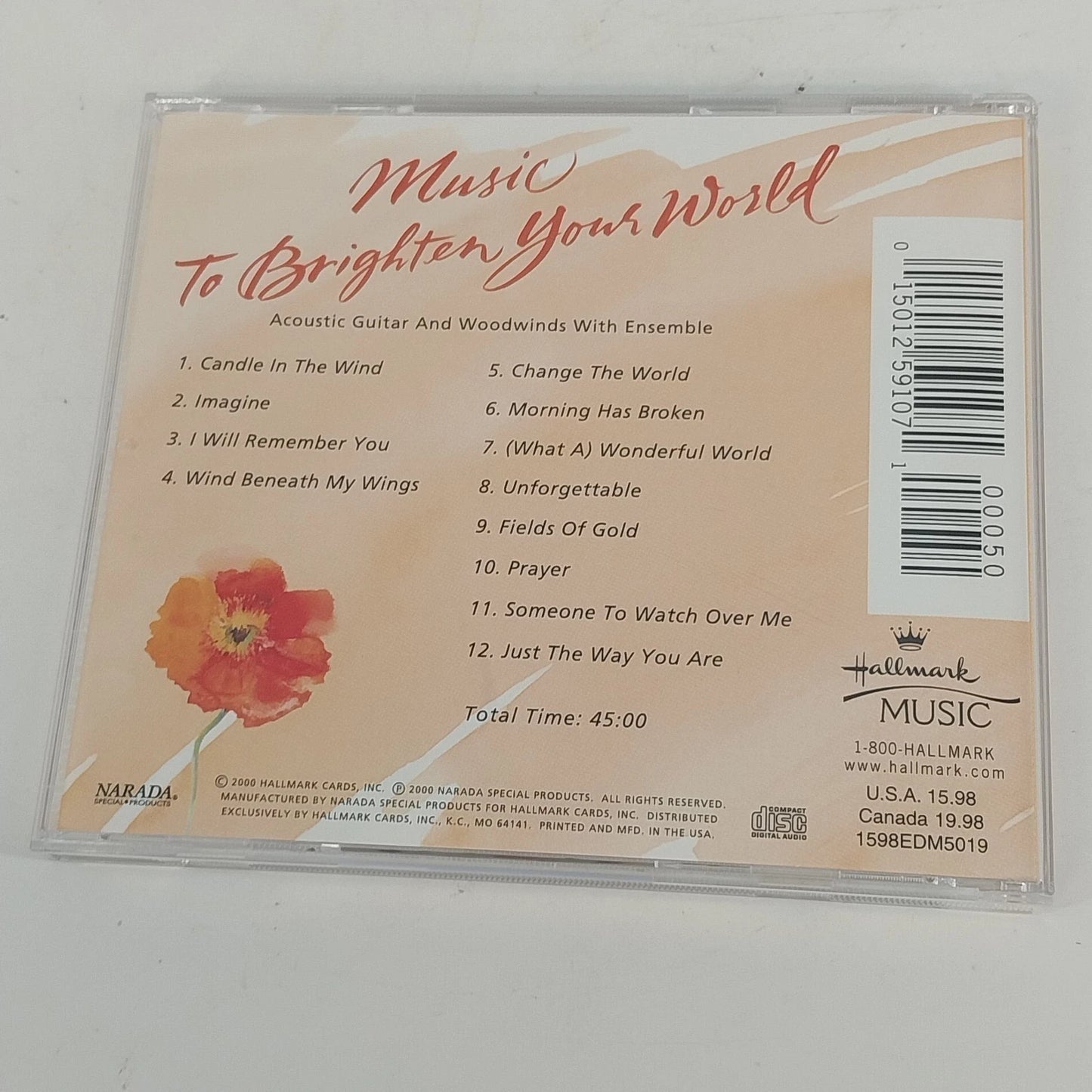 Hallmark Music Music To Brighten Your World CD 2000 Uplifting Instrumental Song