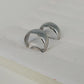 Silver Tone Wide Half Hoop Clip On Earrings Polished Concave Vintage