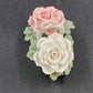 Capodimonte Style White Basket 2.75" w Pink Roses Flower & Bow Porcelain China