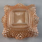 Candy Dish Indiana Glass Peach Color Diamond Point Ruffle Edge 6.5" Sq