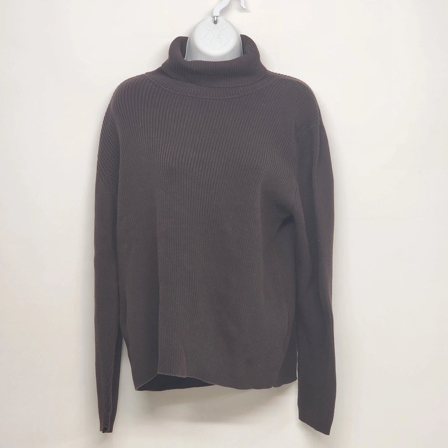 Faded Glory Dark Brown Cable Knit Turtleneck Sweater XL