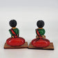 Channapatna Handmade Wooden Dolls Set of 2 Sitting Ladies Karnataka India Toys