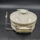 Simpson Ovenstone Casserole Dish with Lid & Silver Plated Serving Caddy 8" Vtg