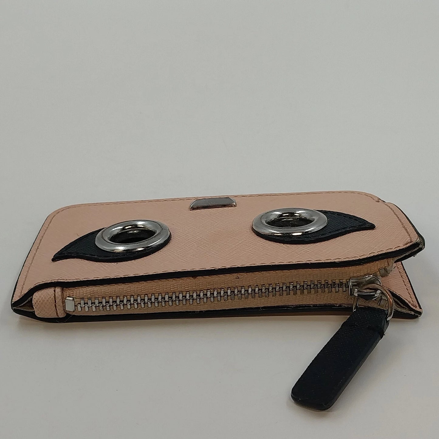 Calvin Klein Pink Blush Saffiano Leather Robot Face Key Ring Coin Purse