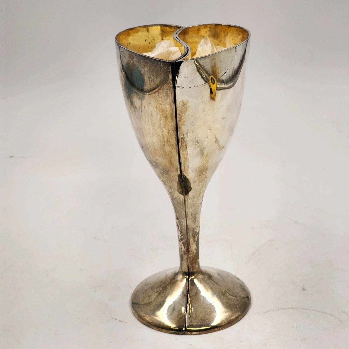 Lenox Silver Heart Goblet Pair Kirk Stieff Wedding Promises Bride Groom w Box