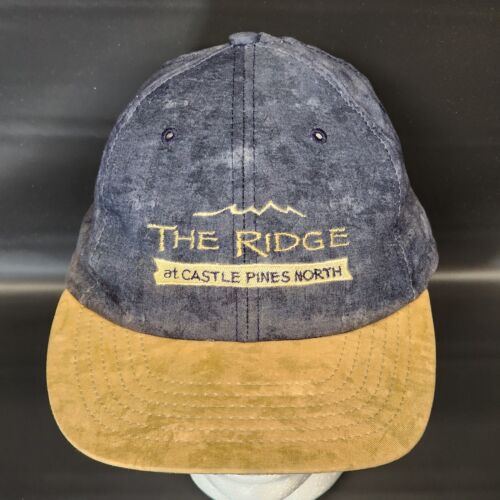 The Ridge At Castle Pines North Golf Cap Low Profile Leather Strapback Blue Hat