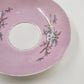 Pink Porcelain Teacup Saucer Blue Flowers Gold Trim 6" No. 7892 Vintage