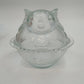 Indiana Glass Confections Bunny on Nest Candy Dish Clear Crystal w Lid USA Vtg