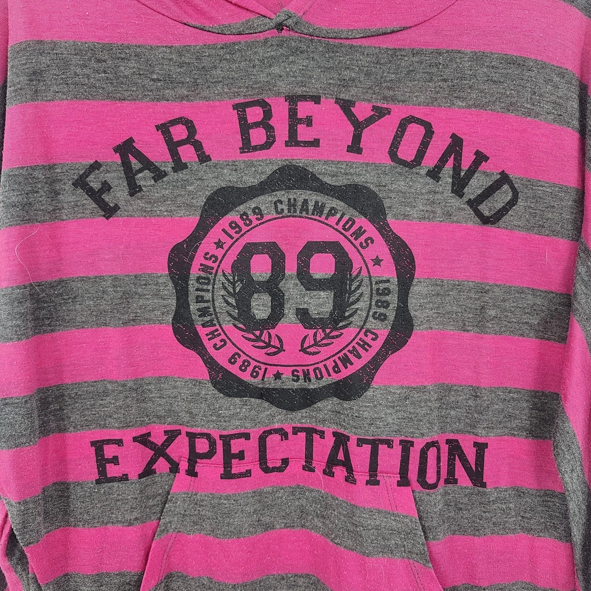 Derek Heart Hoodie Pullover Pink Striped Women's Medium Far Beyond Expectation