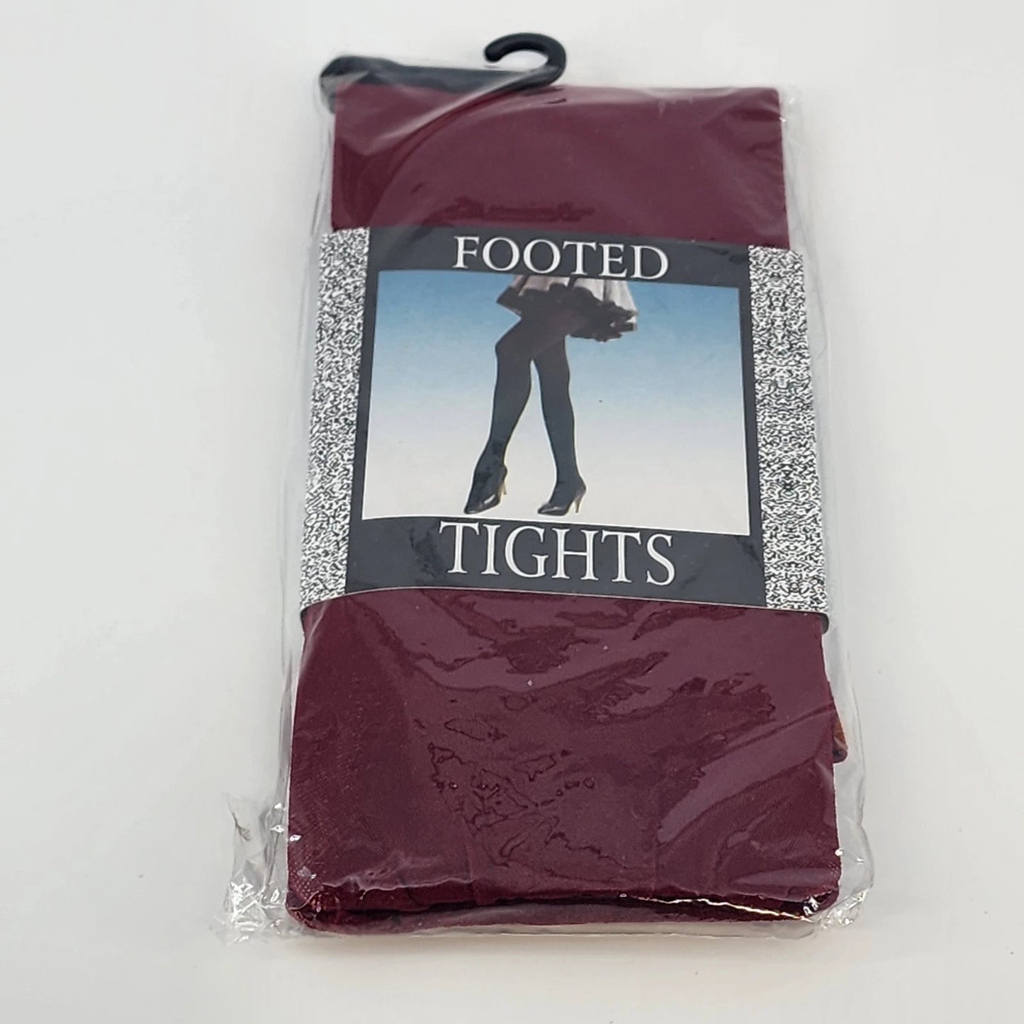 Vintage NOS Maroon Footed Tights 100% Nylon Burgundy Womens OS