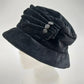 Betmar Black Cloche Velvet Hat Bucket Ruched with Button 100% Polyester New York