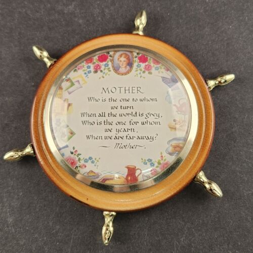 Mother's Day Poem Isle of Wight Ships Wheel Vintage Souvenir Wood Wall Mount 5"