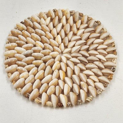 Cowrie Sea Shell Trivet Hot Pad Plate Doily 6" Boho Coastal Decor 1970s Vintage