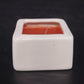 White Ceramic Square Container Candle Red Wax Single Wick Unused Vintage