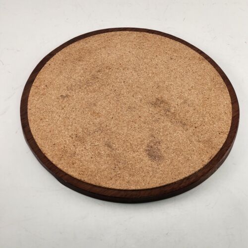 3 Round Wooden Hot Pad Trivets Cork Top 7" 8.5" and 10" Diameter Finger Grips