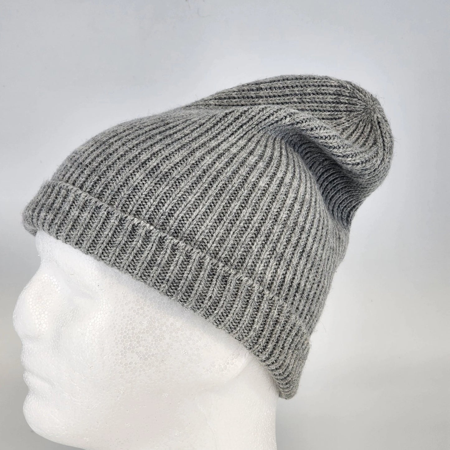 Ribbed Knitted Beanie Hat One Size Heather Gray Unisex 100% Acrylic Watch Cap