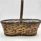 Peanut Shaped Handwoven Wicker Storage Basket w Handle & Plastic Liner 14"x15"