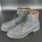 Levi's Solvano Mid Blue Denim Lace Up Ankle Boots Men's 9.5 Brown Padded Collar