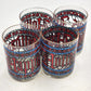 4 Houze Happy Holidays Old Fashioned Stained Glass 3.25"d x 4"h MCM Barware