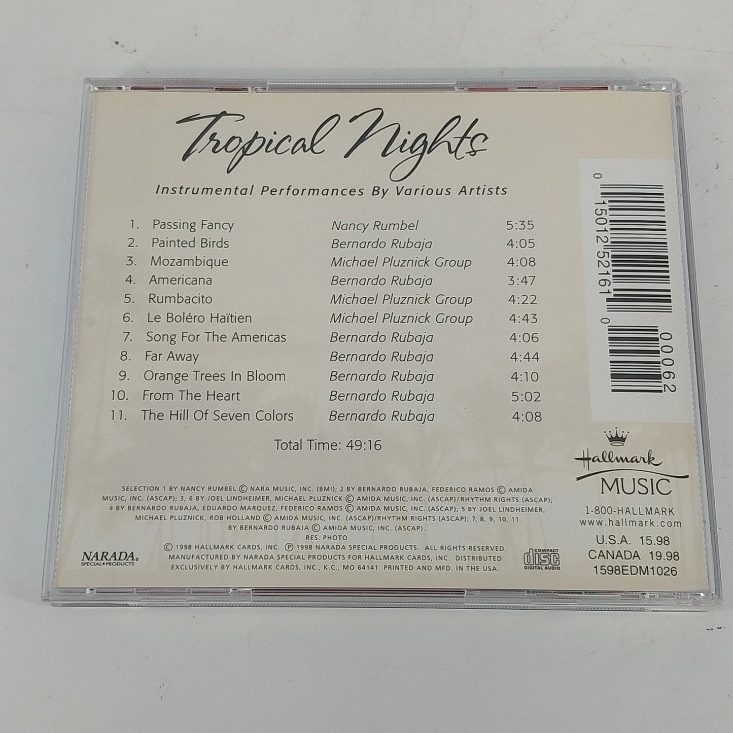 Hallmark Music Tropical Nights Instrumental Various Artists CD 1998 Narada