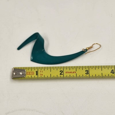 3 Pair of Pierced Earrings Teal Yellow & Gray/White Geometric Shape Drop Pendant